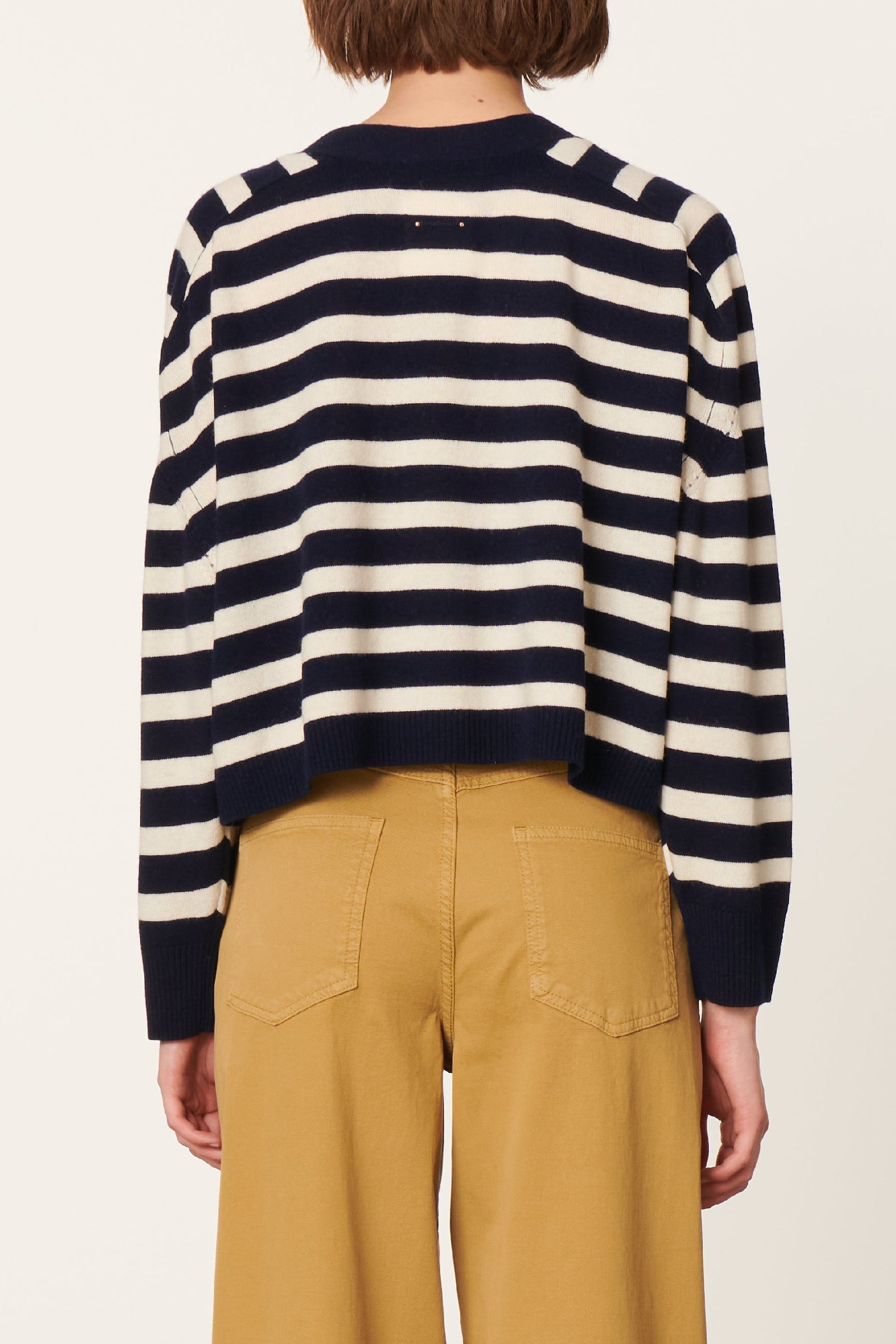 Cardigan Emmanuelle en laine - Marine & Écru
