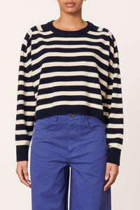 Pull Eglantine en laine - Marine & Écru