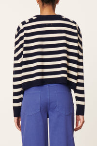 Pull Eglantine en laine - Marine & Écru