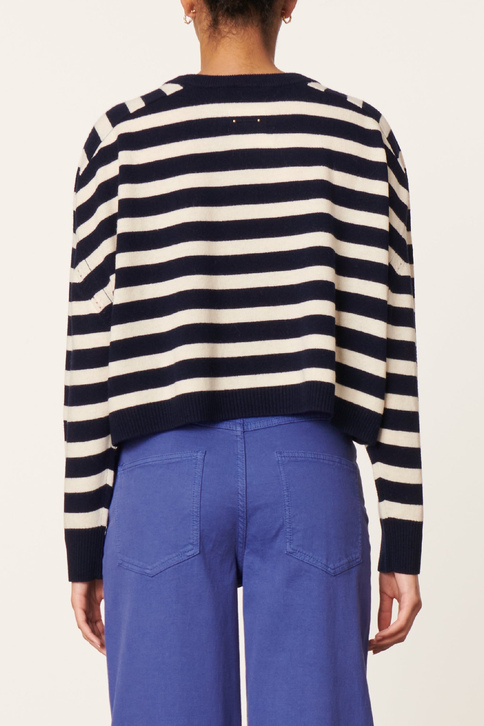 Pull Eglantine en laine - Marine & Écru