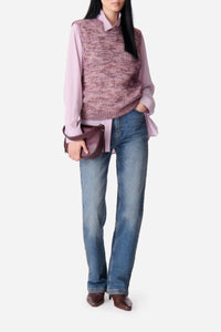 Pull sans manches Eloise en laine - Lilas