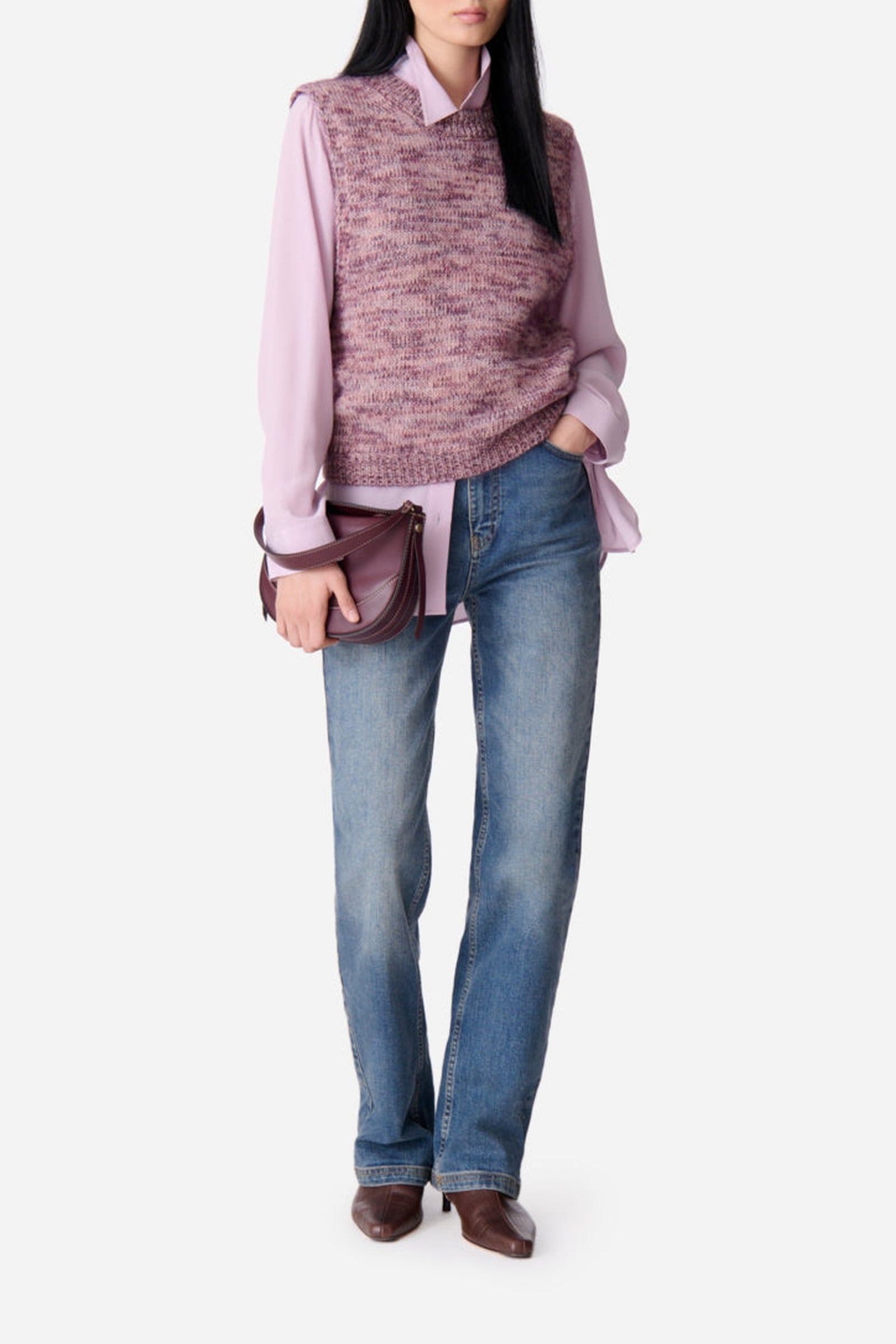 Pull sans manches Eloise en laine - Lilas