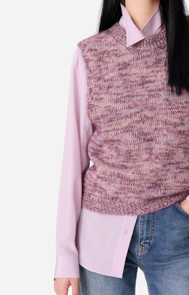 Pull sans manches Eloise en laine - Lilas