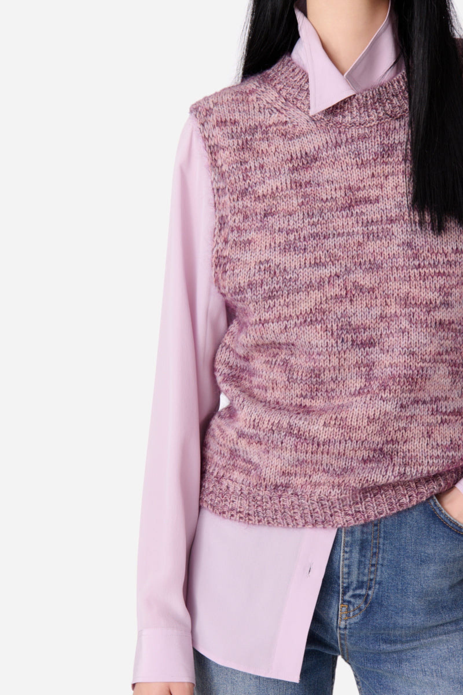 Pull sans manches Eloise en laine - Lilas