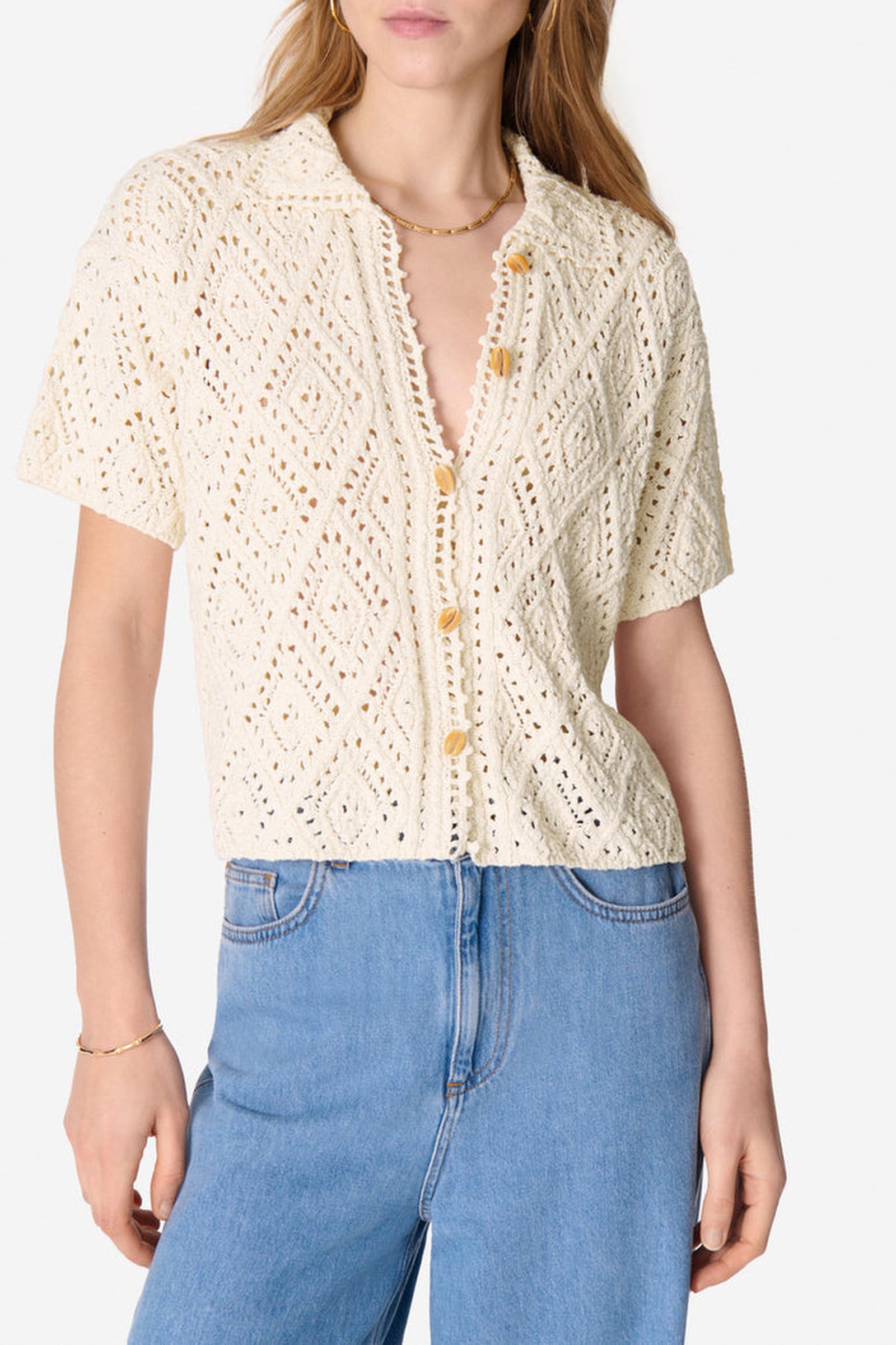 RECO : 130 // Cardigan Emarya en coton - Écru