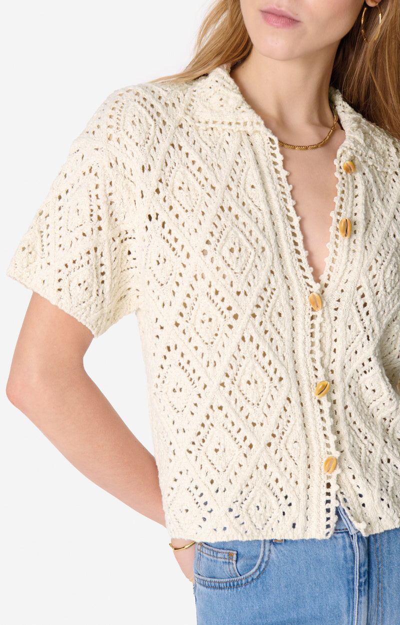 RECO : 130 // Cardigan Emarya en coton - Écru