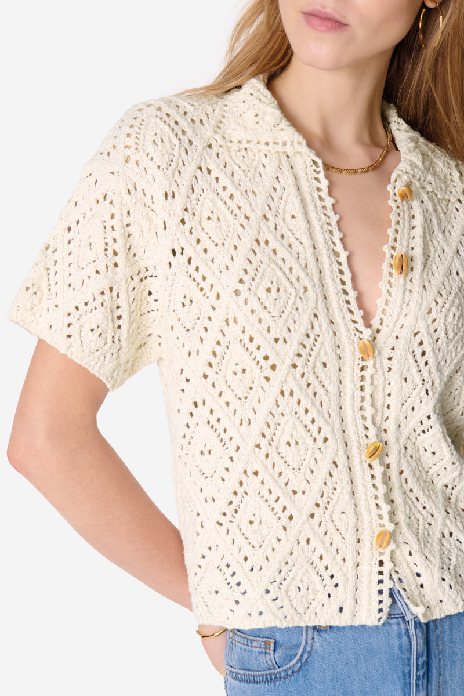 Cardigan Emarya en coton - Écru