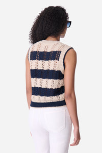 Gilet sans manches Elberta - Écru & Marine