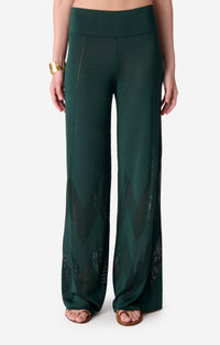Pantalon large à détails ajourés - Vert Bouteille