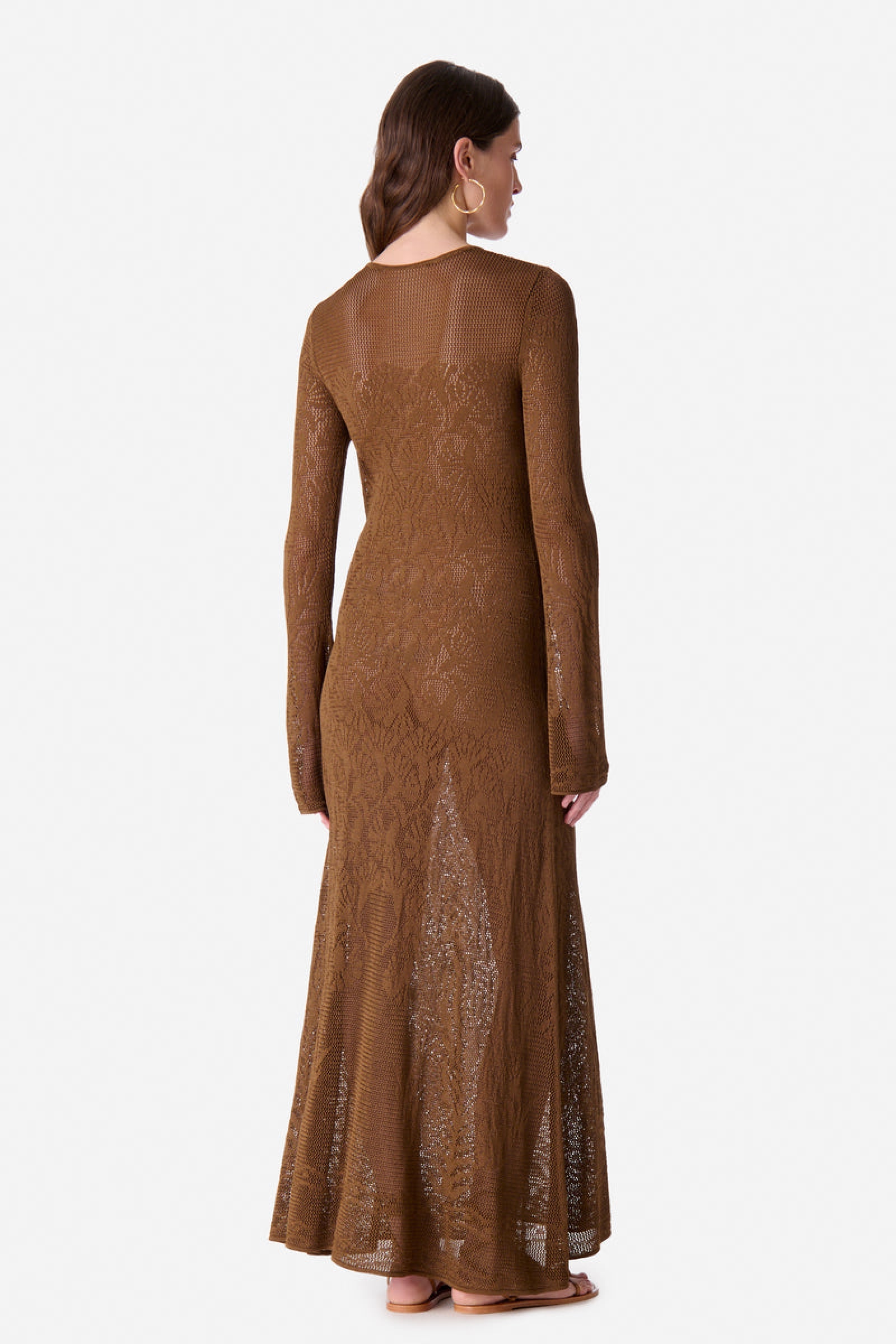 Long openwork dress - Brown