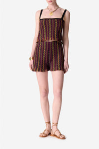 Short taille haute à fanges - Aubergine
