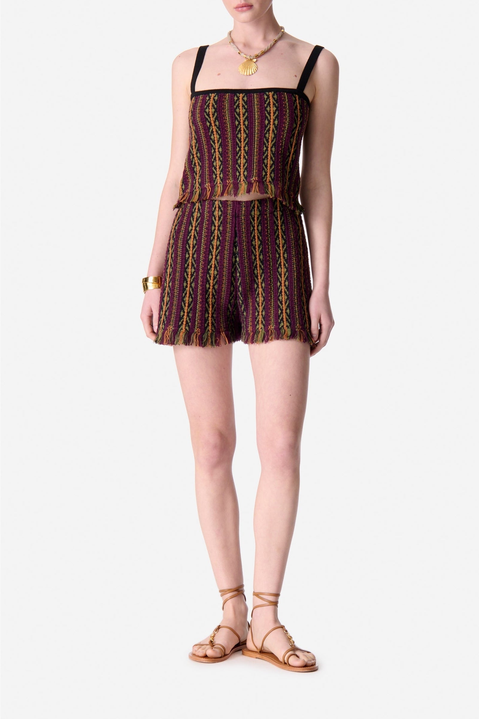 Short taille haute à fanges - Aubergine