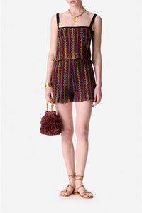 Short taille haute à fanges - Aubergine