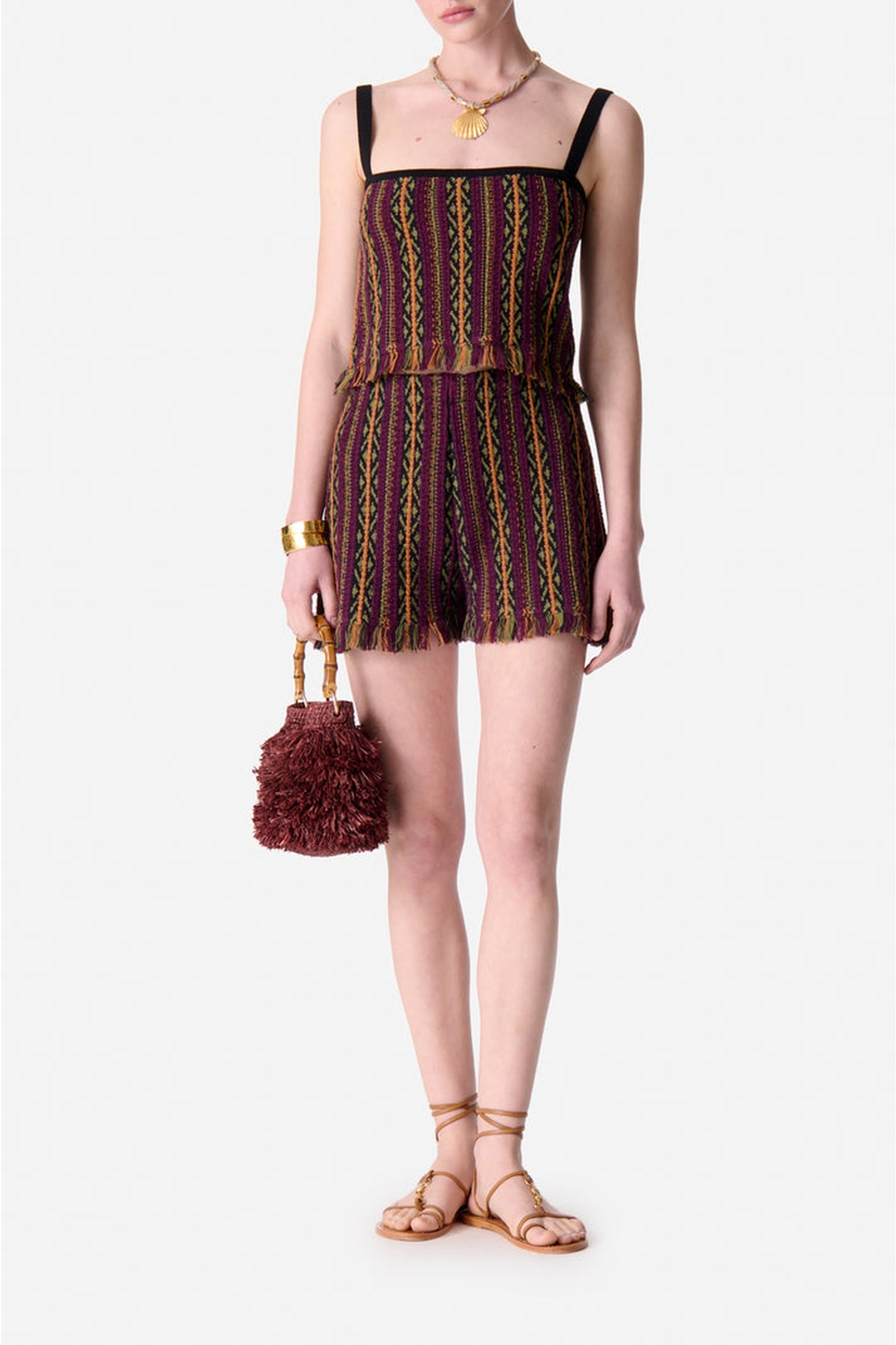 Short taille haute à fanges - Aubergine