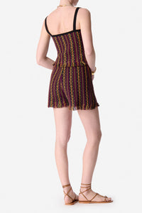 Short taille haute à fanges - Aubergine