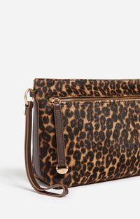 Pochette zippée Daily en cuir - Fauve