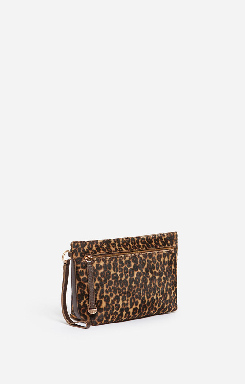 Pochette zippée Daily en cuir - Fauve
