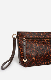 Pochette zippée Daily en cuir - Fauve
