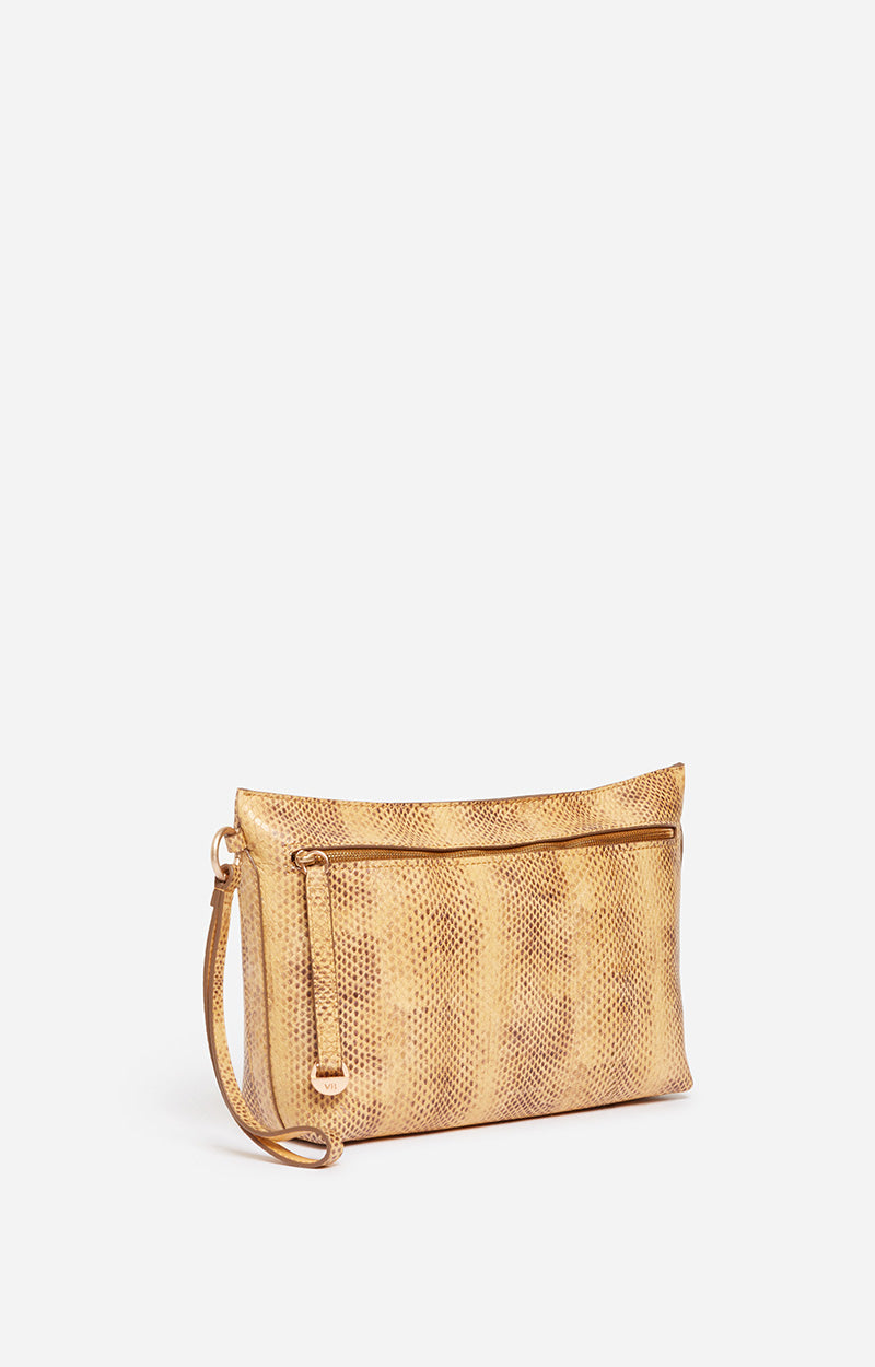 Pochette zippée Daily en cuir - Blé