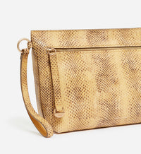 Pochette zippée Daily en cuir - Blé