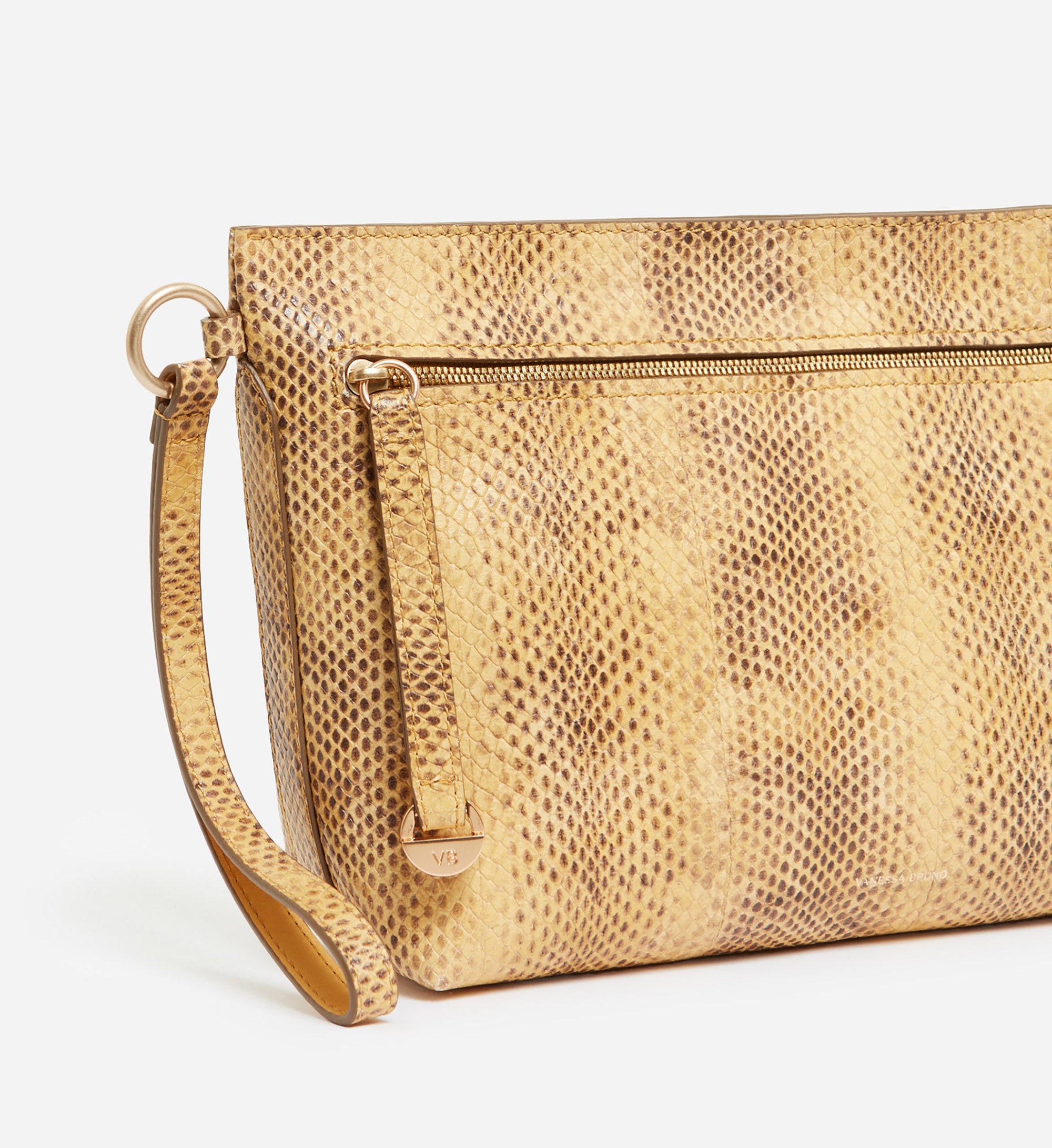 Pochette zippée Daily en cuir - Blé