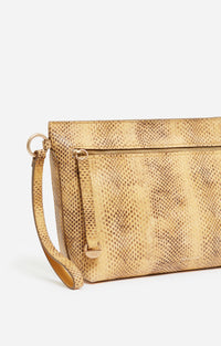 Pochette zippée Daily en cuir - Blé