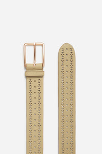 40mm openwork belt in smooth leather - Olive