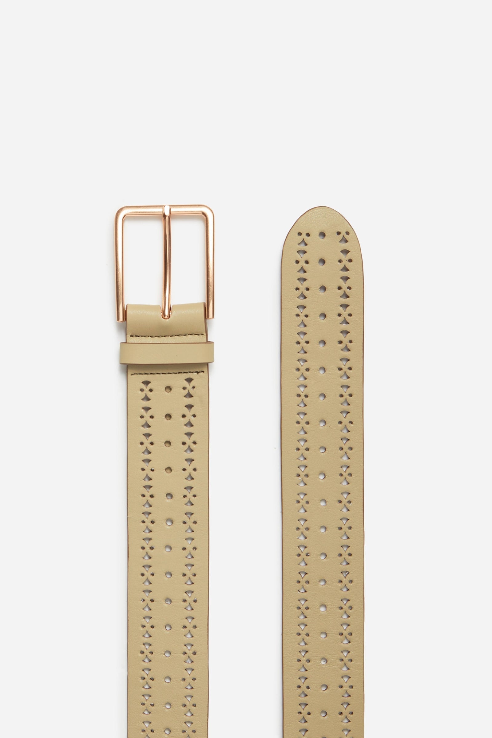 40mm openwork belt in smooth leather - Olive