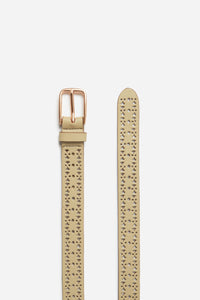 25mm openwork belt in smooth leather - Olive