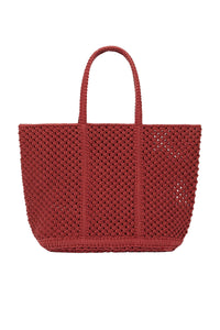 The iconic L tote bag in woven mesh - Terracotta
