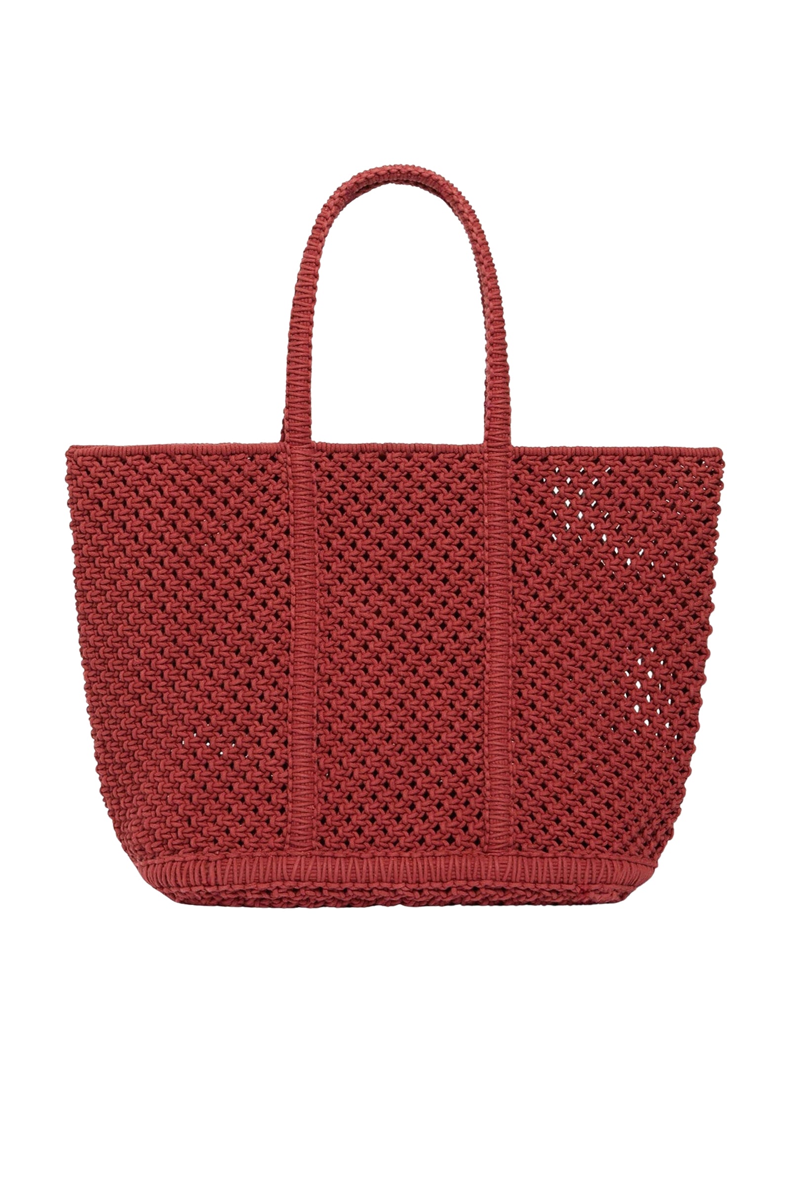 The iconic L tote bag in woven mesh - Terracotta