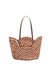 Panier bicolore en raphia - Bordeaux