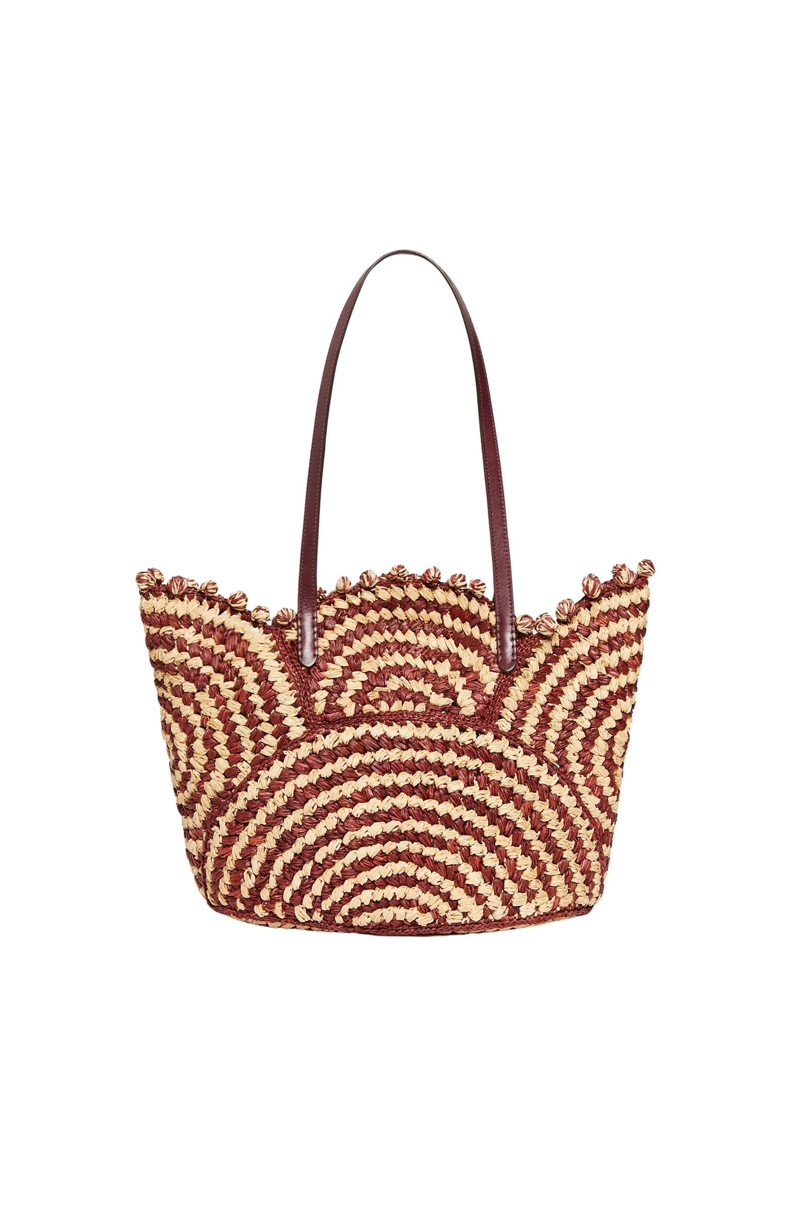 Panier bicolore en raphia - Bordeaux