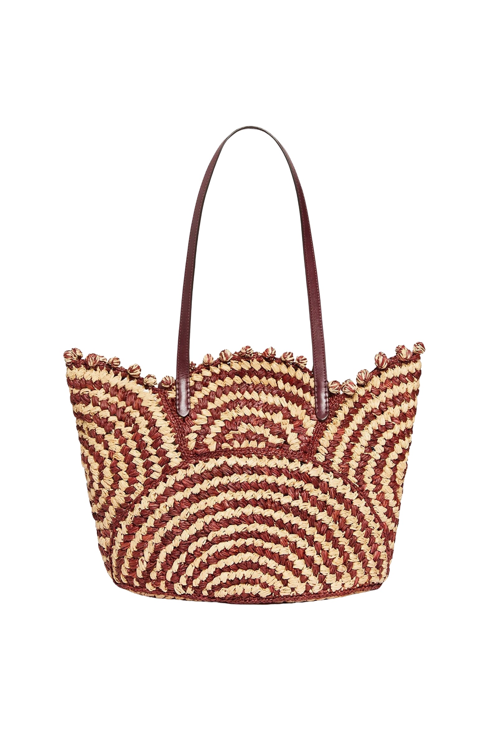 Two-tone raffia basket - Bordeaux