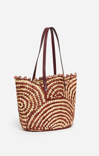 Panier bicolore en raphia - Bordeaux