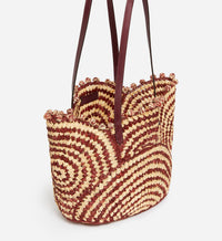 Panier bicolore en raphia - Bordeaux