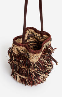 Sac bourse en raphia - Fauve & Noir