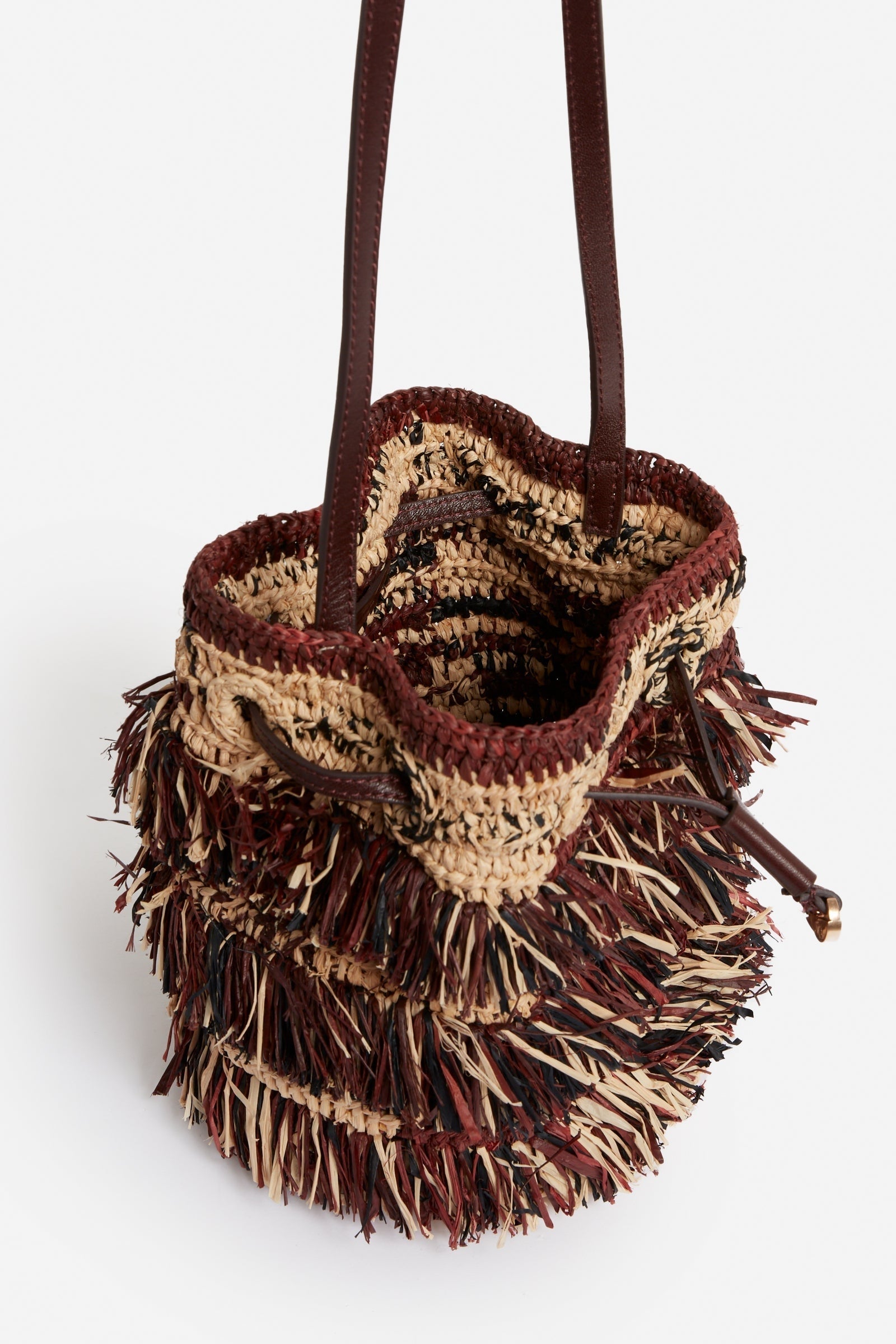 Raffia clutch bag - Fawn & Black