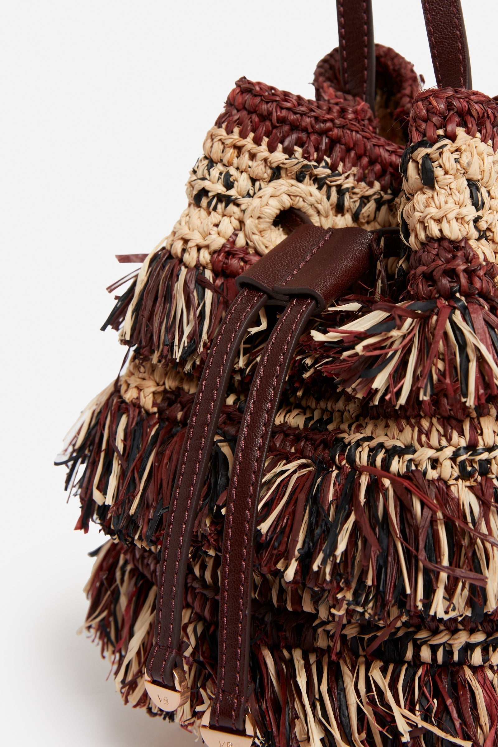 Raffia clutch bag - Fawn & Black