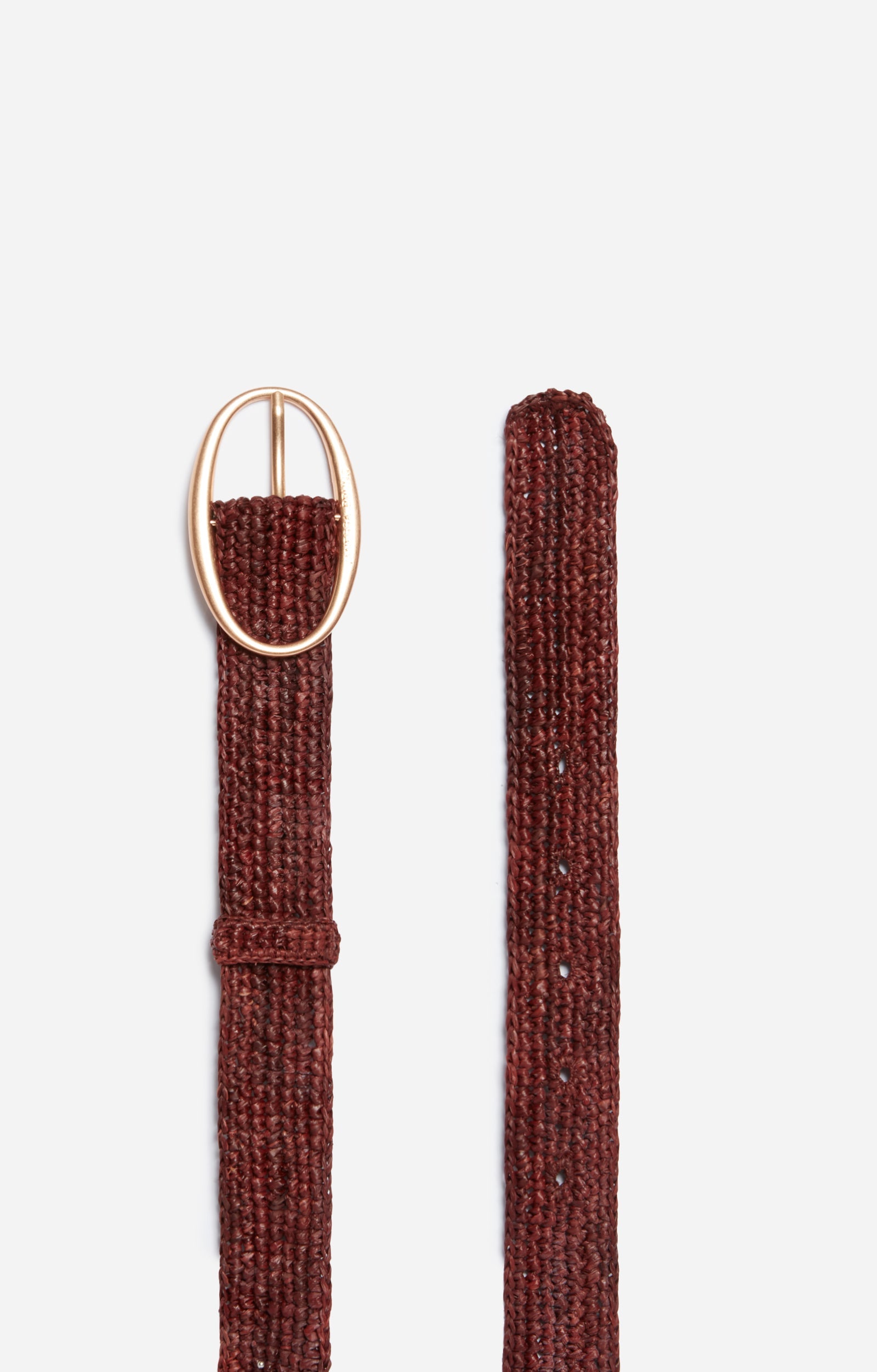 Ceinture 35mm en raphia - Marron