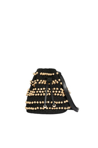 Sac bourse avec perles en bois - Noir