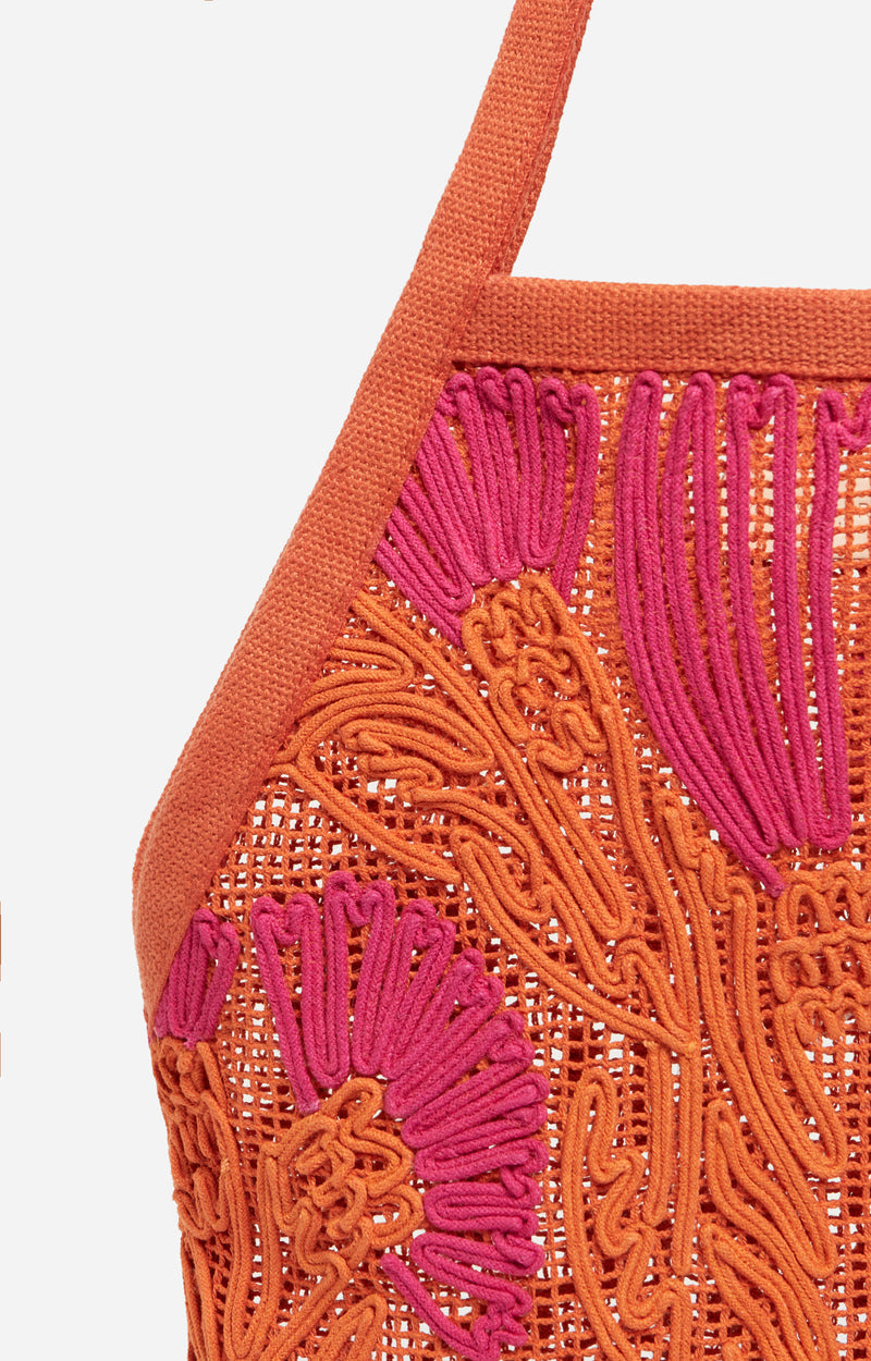 Sac Filet ajouré - Multicolore & Orange