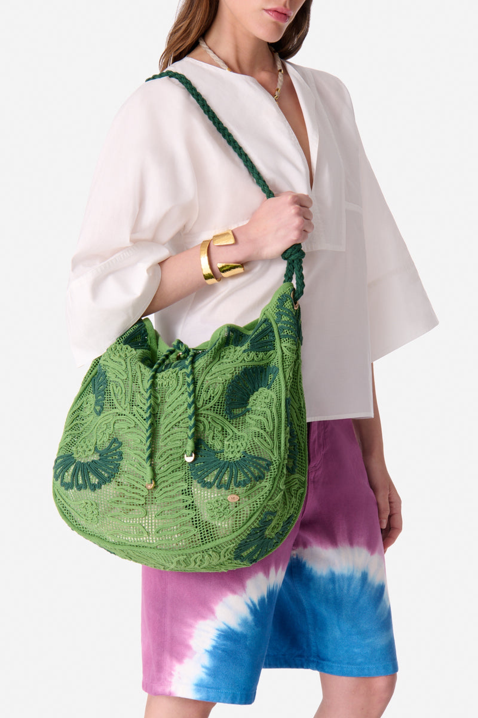 Sac Hobo en coton - Vert
