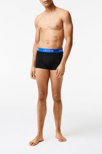 Set of 3 boxer shorts with branded piqué waistband - Black & Marina