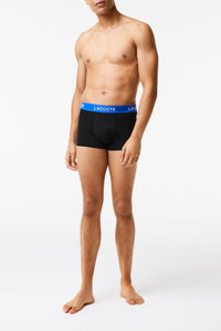 Lot de 3 boxers courts avec ceinture siglée en piqué - Noir & Marina