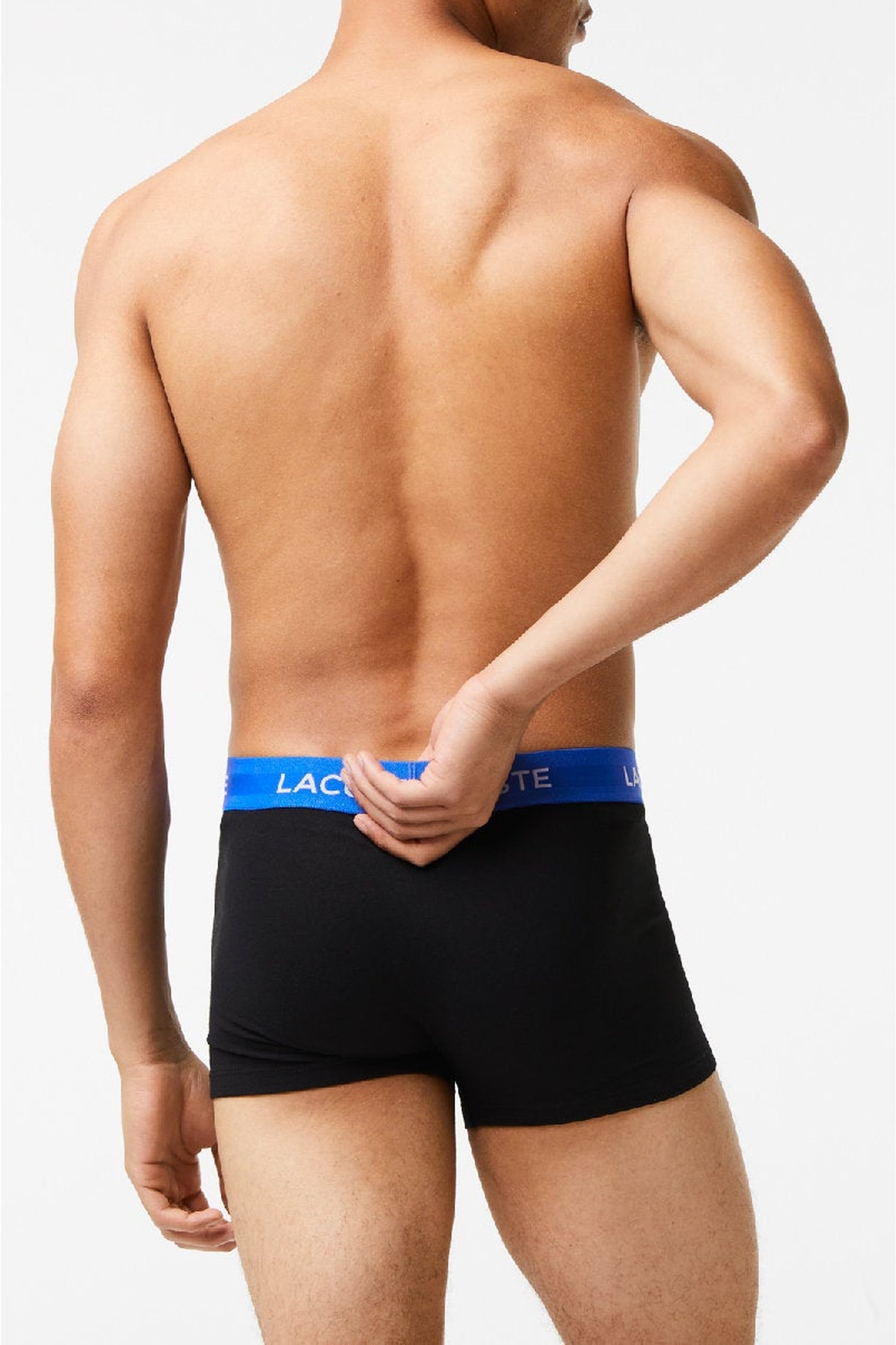 Lot de 3 boxers courts avec ceinture siglée en piqué - Noir & Marina
