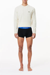 Lot de 3 boxers courts avec ceinture siglée en piqué - Noir & Marina