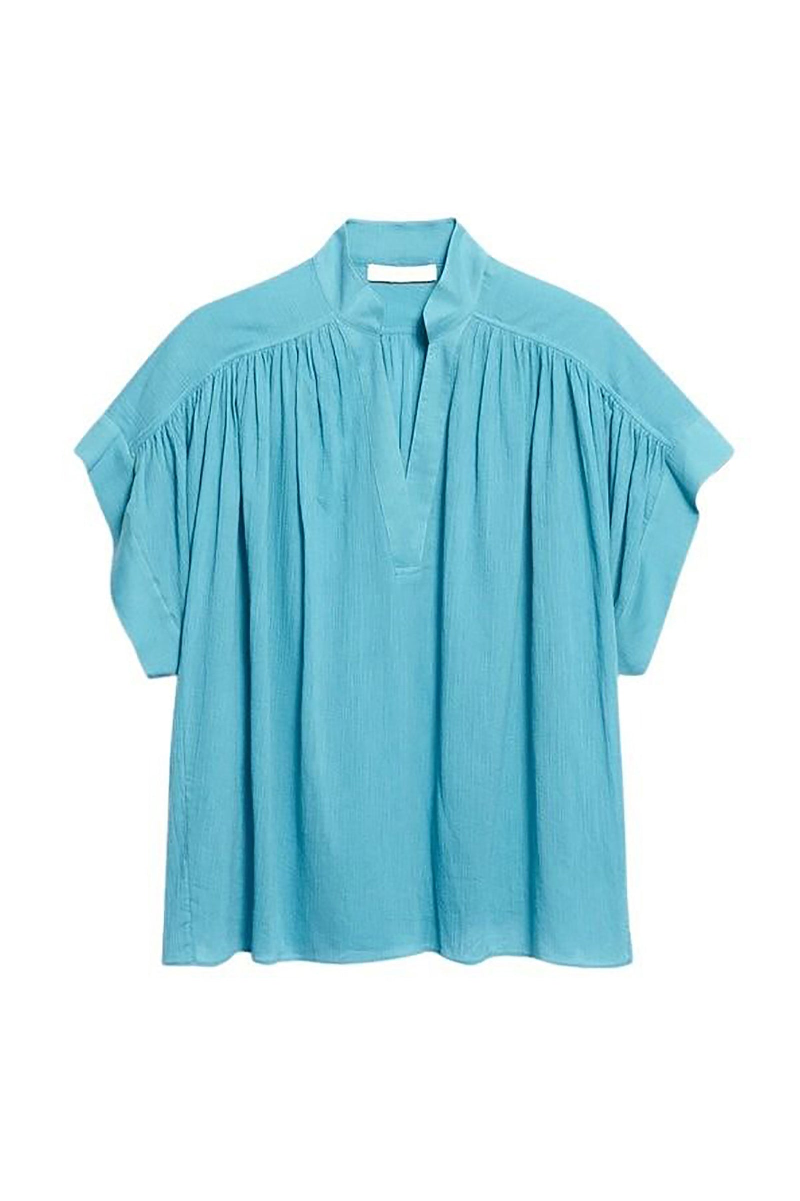 Blouse à col V Cory - Bleu Horizon