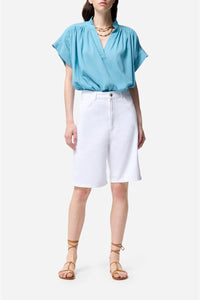 Blouse à col V Cory - Bleu Horizon