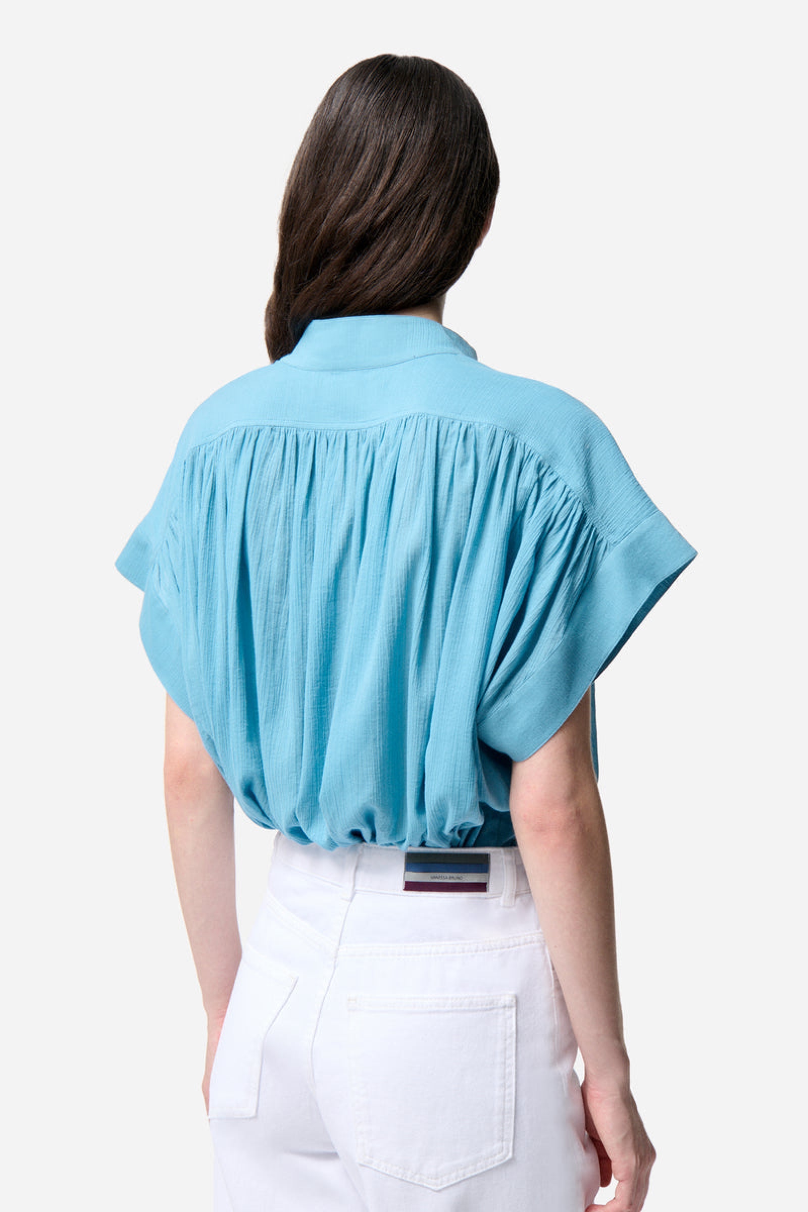 Cory V-neck blouse - Horizon Blue